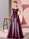 Dark Purple Sleeveless Beading and Lace Floor Length Damas Dress