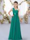 Peacock Green Sleeveless Belt Floor Length Quinceanera Court of Honor Dress