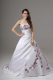 White Ball Gowns Satin Strapless Sleeveless Embroidery Lace Up Wedding Gown Brush Train