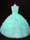 Apple Green Lace Up Sweetheart Ruffles and Hand Made Flower 15th Birthday Dress Organza Sleeveless