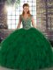Sumptuous Green Sleeveless Organza Lace Up Sweet 16 Quinceanera Dress for Military Ball and Sweet 16 and Quinceanera