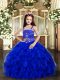 Royal Blue Sleeveless Beading and Ruffles Floor Length Kids Pageant Dress