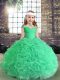 Best Apple Green Sleeveless Floor Length Beading Lace Up Glitz Pageant Dress