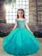 Custom Fit Aqua Blue Sleeveless Tulle Lace Up Pageant Dress Toddler for Party and Wedding Party
