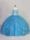 Attractive Brush Train Ball Gowns Sweet 16 Dresses Blue Sweetheart Tulle Sleeveless Lace Up