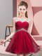 Pretty Sleeveless Chiffon Mini Length Backless Military Ball Dresses in Red with Beading and Ruching