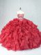 Traditional Burgundy Quince Ball Gowns Sweet 16 and Quinceanera with Beading and Ruffles Sweetheart Sleeveless Lace Up