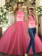 Elegant Beading Quince Ball Gowns Coral Red Backless Sleeveless Floor Length