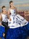 Top Selling Sleeveless Lace Up Floor Length Embroidery and Ruffles Sweet 16 Dresses