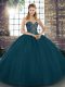 New Arrival Teal Sweet 16 Quinceanera Dress Military Ball and Sweet 16 and Quinceanera with Beading Sweetheart Sleeveless Lace Up