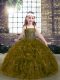 Affordable Sleeveless Lace Up Floor Length Beading and Ruffles Little Girls Pageant Dress Wholesale