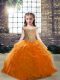 Best Orange Sleeveless Floor Length Beading Lace Up Pageant Dresses