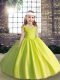 Classical Straps Sleeveless Lace Up Kids Formal Wear Yellow Green Tulle