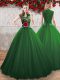 Modest Floor Length A-line Sleeveless Green 15 Quinceanera Dress Lace Up
