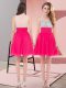 Exquisite Hot Pink Sleeveless Mini Length Beading Side Zipper Vestidos de Damas