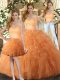Affordable Ruffles Ball Gown Prom Dress Orange Lace Up Sleeveless Floor Length