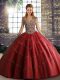 Modest Tulle Sleeveless Floor Length Quinceanera Dress and Beading and Appliques