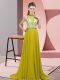 Pretty Olive Green Sleeveless Beading Backless Homecoming Dress