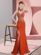 Gorgeous Orange Red Sleeveless Floor Length Lace and Appliques Backless Evening Outfits