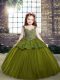Custom Designed Tulle Sleeveless Floor Length Little Girl Pageant Gowns and Beading