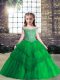 Floor Length Lace Up Pageant Gowns For Girls Green for Party and Wedding Party with Beading and Lace and Appliques