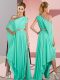 Trendy Turquoise Sleeveless Sequins Asymmetrical Womens Evening Dresses