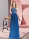 Captivating Scoop Sleeveless Backless Dress for Prom Royal Blue Chiffon