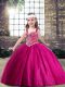 Charming Floor Length Ball Gowns Sleeveless Fuchsia Girls Pageant Dresses Lace Up
