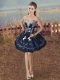 Gorgeous Sweetheart Sleeveless Evening Dress Mini Length Beading and Embroidery Navy Blue Taffeta