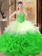High Quality Floor Length Lace Up Quince Ball Gowns Multi-color for Sweet 16 and Quinceanera with Beading and Ruffles