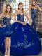 Deluxe Tulle Sweetheart Sleeveless Lace Up Beading and Embroidery 15 Quinceanera Dress in Royal Blue