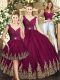 Attractive Sleeveless Floor Length Beading and Appliques Backless Quinceanera Dress with Burgundy