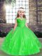 Floor Length Green Child Pageant Dress Straps Sleeveless Lace Up