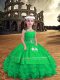 Satin and Organza Sleeveless Floor Length Little Girls Pageant Gowns and Embroidery and Ruffled Layers