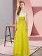 Olive Green Empire Scoop Sleeveless Chiffon Floor Length Backless Appliques Wedding Party Dress