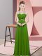 Captivating Chiffon Scoop Sleeveless Backless Beading Prom Dress in Green