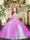 Modern Lilac Ball Gowns Tulle Straps Sleeveless Beading Floor Length Lace Up Pageant Dress Wholesale