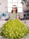 Floor Length Olive Green Little Girls Pageant Dress Wholesale Scoop Sleeveless Lace Up
