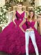Elegant Fabric With Rolling Flowers Sleeveless Floor Length Sweet 16 Dress and Beading