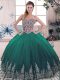 Beautiful Green Sleeveless Beading and Embroidery Lace Up Quinceanera Dresses