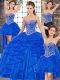 Fine Floor Length Ball Gowns Sleeveless Royal Blue Sweet 16 Dress Lace Up