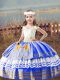 Sleeveless Satin Floor Length Lace Up Little Girls Pageant Dress in Blue with Embroidery