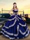 Exceptional Embroidery and Ruffled Layers Ball Gown Prom Dress Royal Blue Lace Up Sleeveless Floor Length