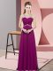 Inexpensive Floor Length Backless Prom Party Dress Fuchsia for Prom and Party and Military Ball with Beading
