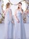 Latest Grey Sleeveless Tulle Lace Up Bridesmaid Gown for Wedding Party