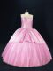 Superior Pink Lace Up Sweet 16 Dresses Beading Sleeveless Floor Length