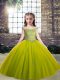 New Arrival Olive Green Lace Up Little Girls Pageant Dress Wholesale Beading and Appliques Sleeveless Floor Length