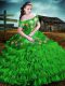 Popular Floor Length Lace Up Sweet 16 Dresses Green for Sweet 16 and Quinceanera with Embroidery and Ruffles