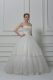 White Wedding Dresses Wedding Party with Beading and Lace Strapless Sleeveless Lace Up