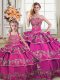 Clearance Fuchsia Ball Gowns Ruffled Layers Quince Ball Gowns Lace Up Satin and Organza Sleeveless Floor Length